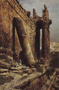 Gustav Bauernfeind Temple Ruins of Baalbek oil on canvas